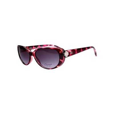 Pink small plastic oval diamante detail sunglasses